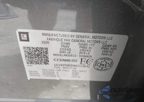 2021 Cadillac Xt6 Awd Premium Luxury from USA, damaged, VIN 1GYKPDRS9MZ118642